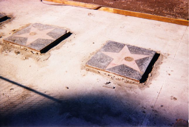 The Walk of Fame during construction.