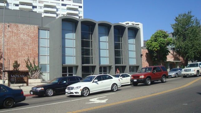 a view of the church from La Brea Ave.