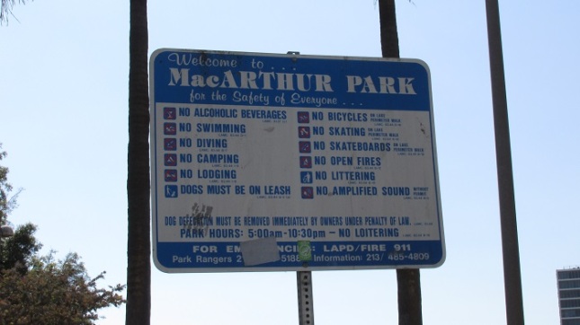 Sign posted inside the park.
